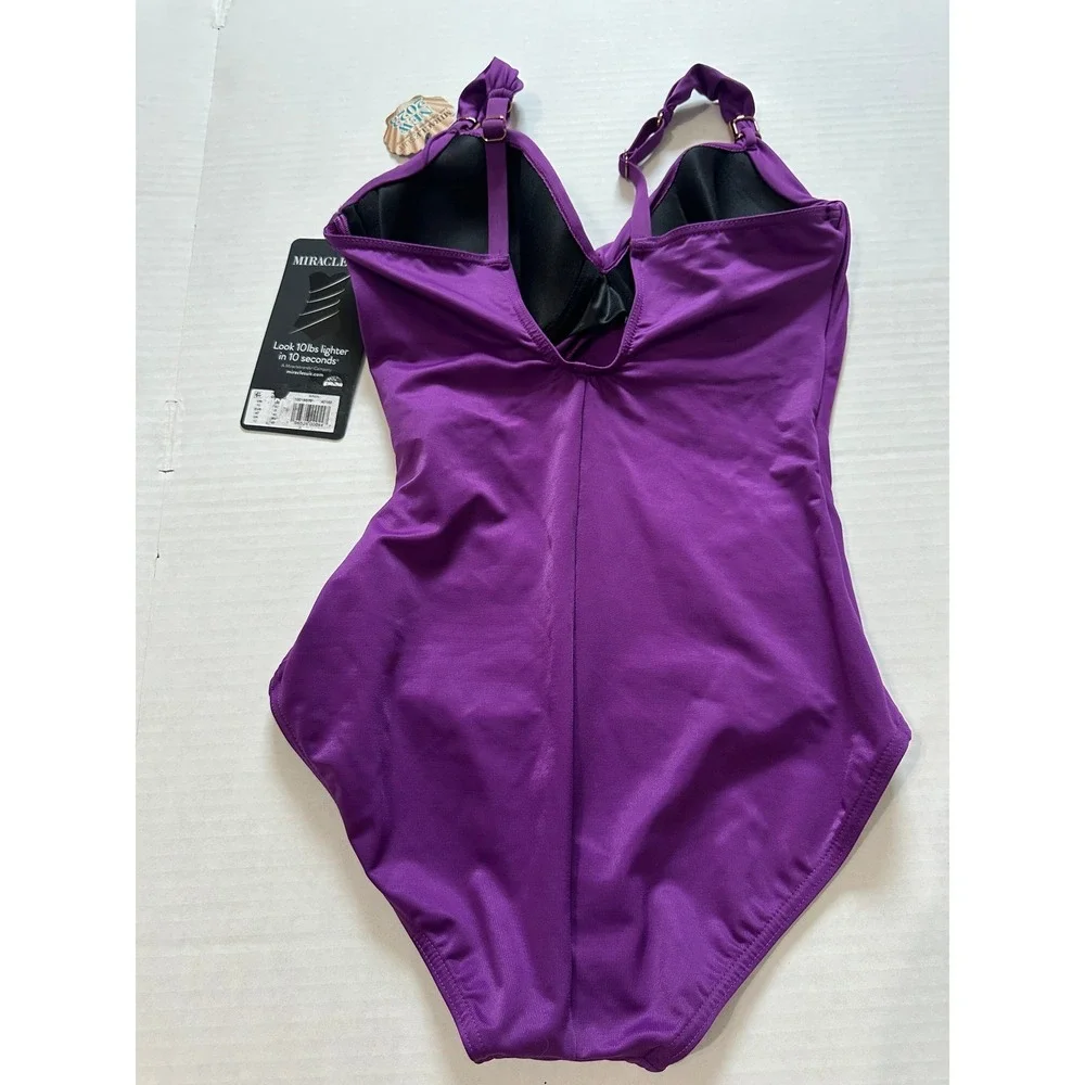 Miraclesuit Siren One Piece Swimsuit 10 Purple Orchid‎ Slimming NEW